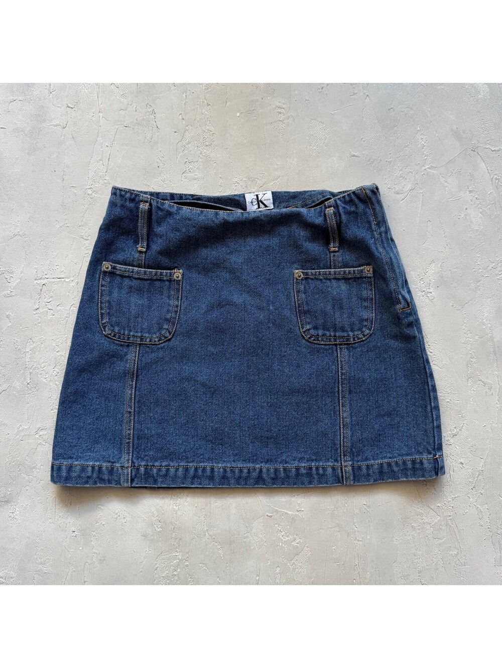 Vintage Y2K Calvin Klein Jeans Denim Mini Skirt Hipster Stone Wash Size 3